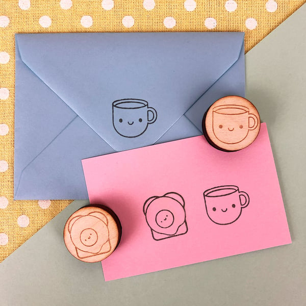 Kawaii Polymer Stamps - Cup of Tea & Toast