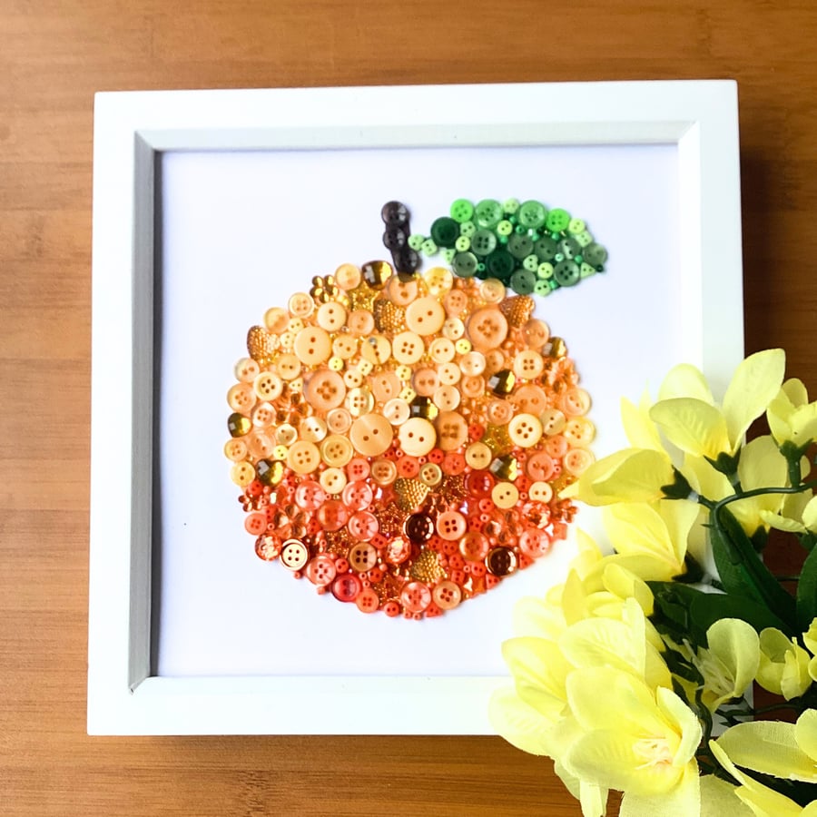 Orange Fruit Button Art Still Life Framed Wall Art 