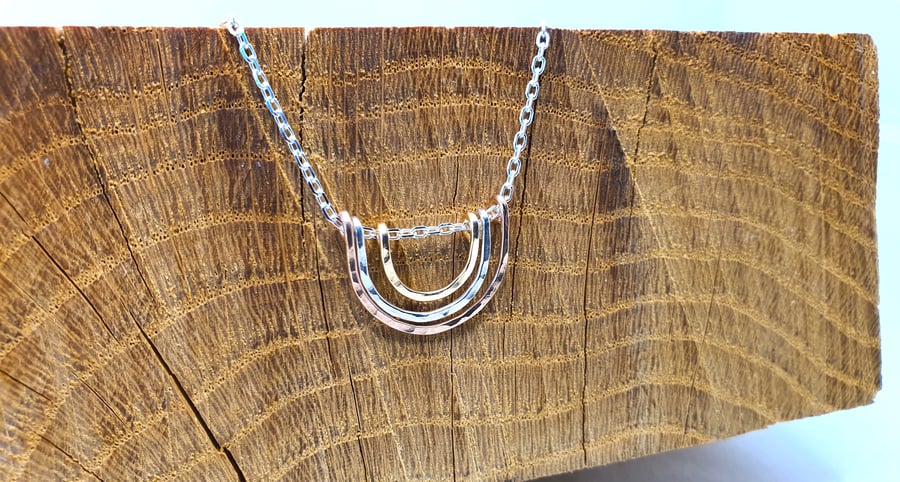 Hammered Gold and Silver Rainbow Necklace