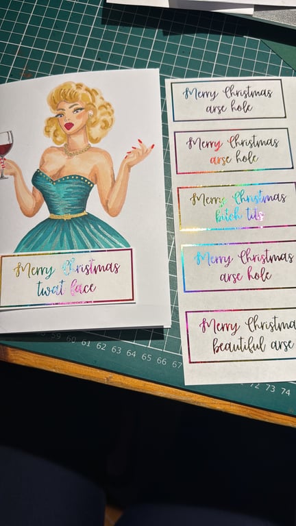 Retro Vintage sassy broad Merry Christmas handmade Card