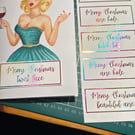 Retro Vintage sassy broad Merry Christmas handmade Card