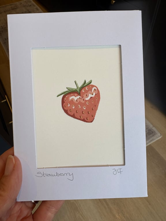 Strawberry Art Print Card - Framable Gift