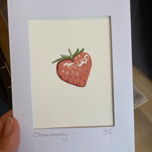 Strawberry Art Print Card - Framable Gift