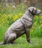 Sitting Crossbreed Dog Statue Large Bronze Resin Garden Sculpture - Image 4