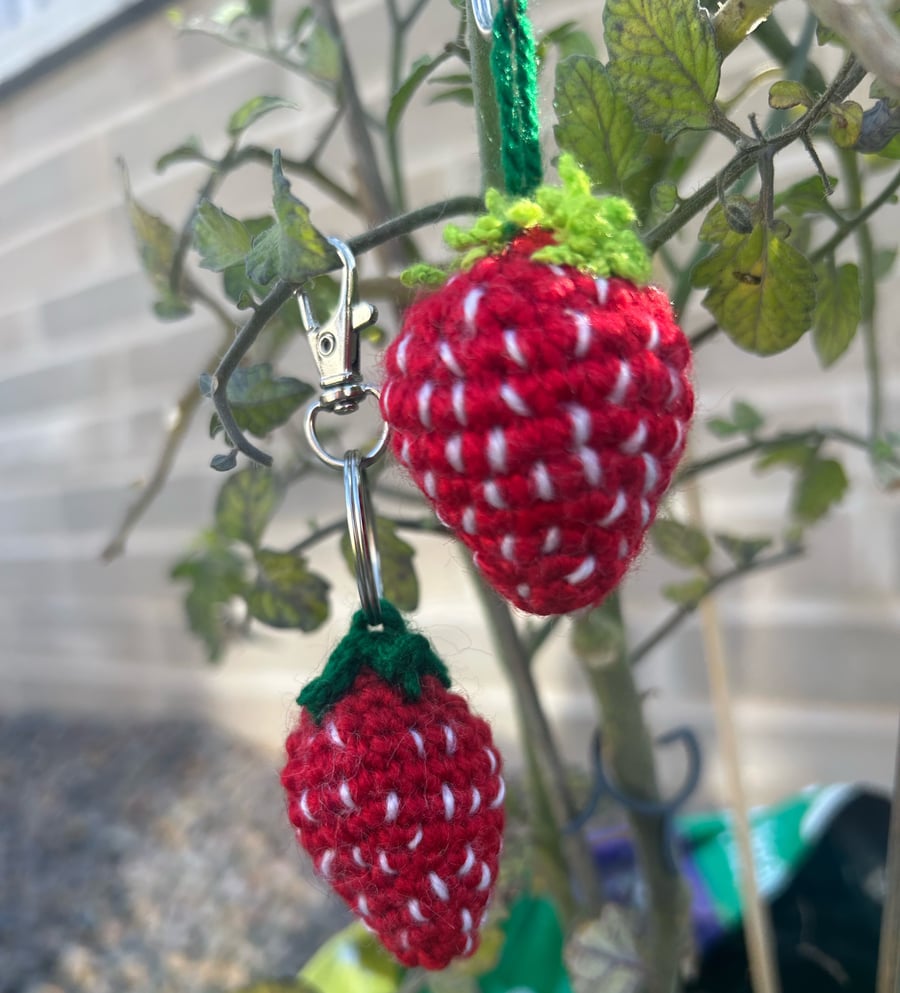 Strawberry keyring bag charm