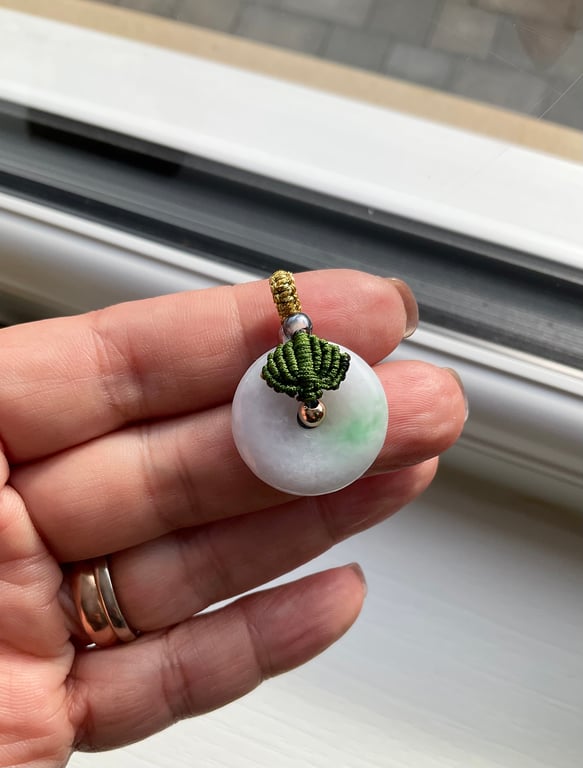 100% natural, untreated Burmese (Myanmar) jade Jadeite circle pendant