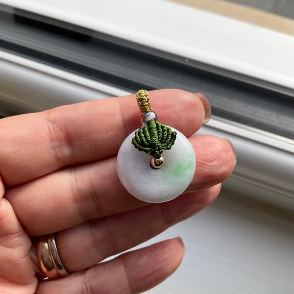 100% natural, untreated Burmese (Myanmar) jade Jadeite circle pendant