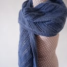 Dark Moon - Hand knitted scarf with lace and cabled detail