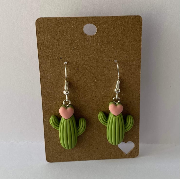 Cactus dangle earrings - Folksy