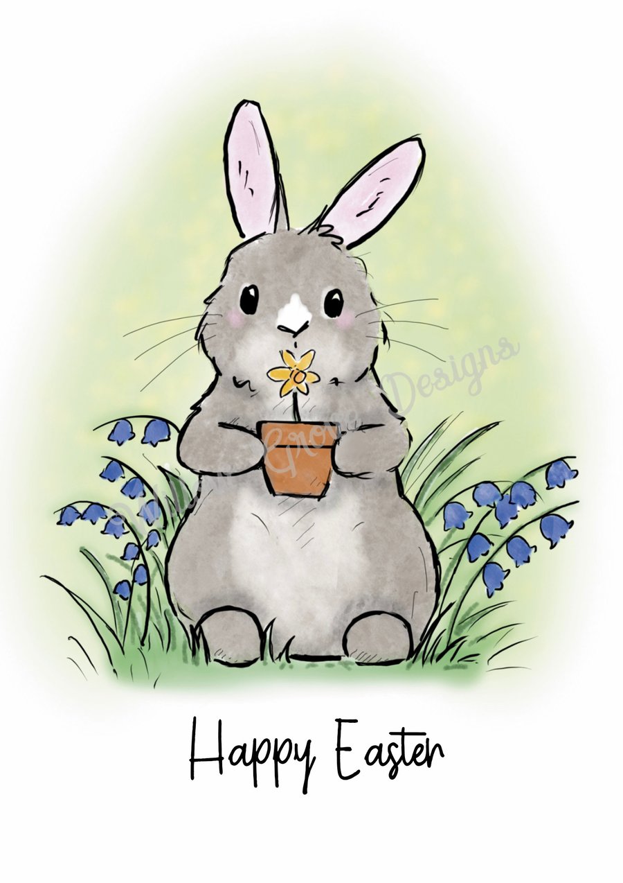 Happy Easter bunny rabbit card