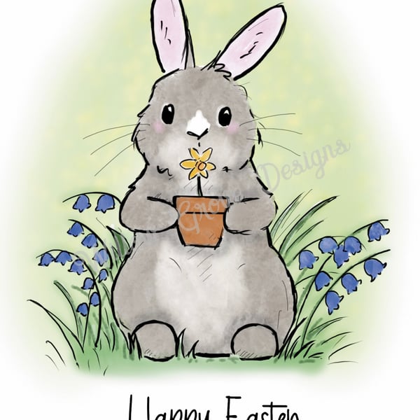 Happy Easter bunny rabbit card