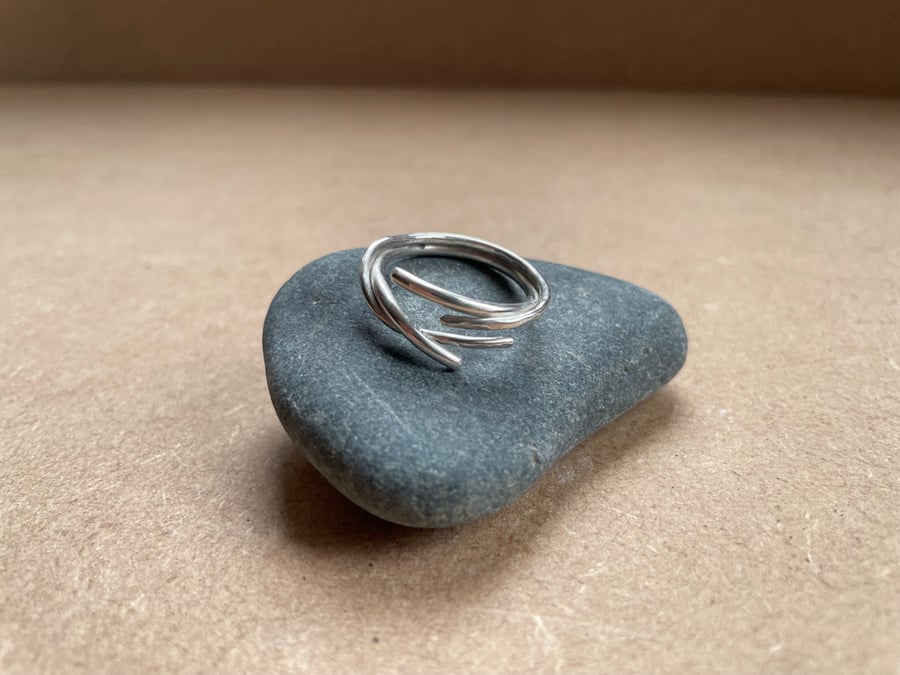 Olive branch: recycled stirling silver ring