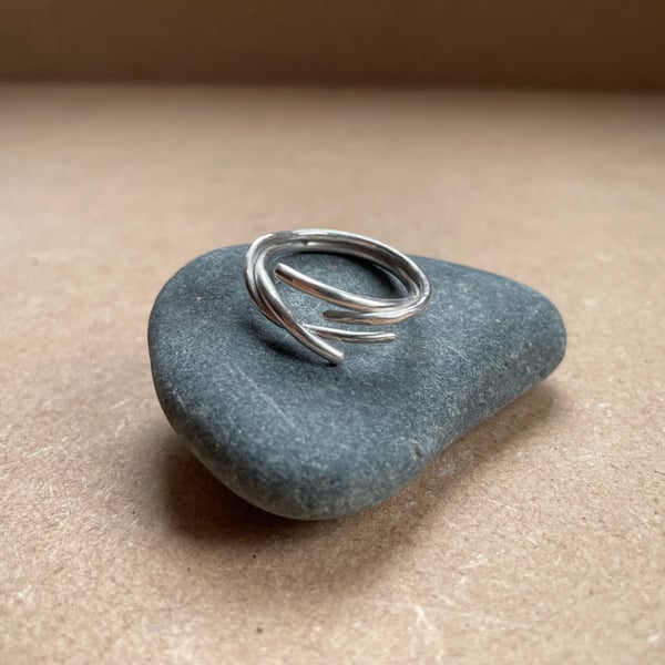 Olive branch: recycled stirling silver ring