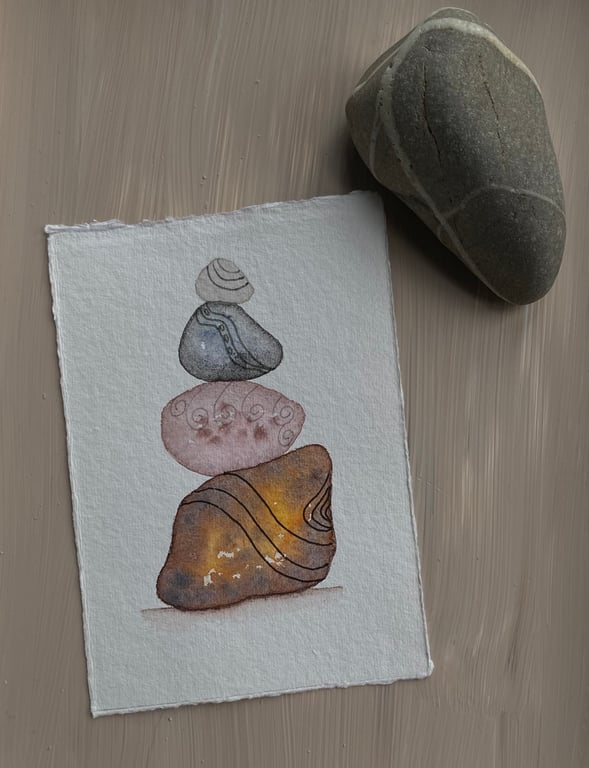 Pebble pile 6 watercolour art 