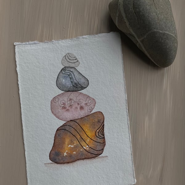 Pebble pile 6 watercolour art 