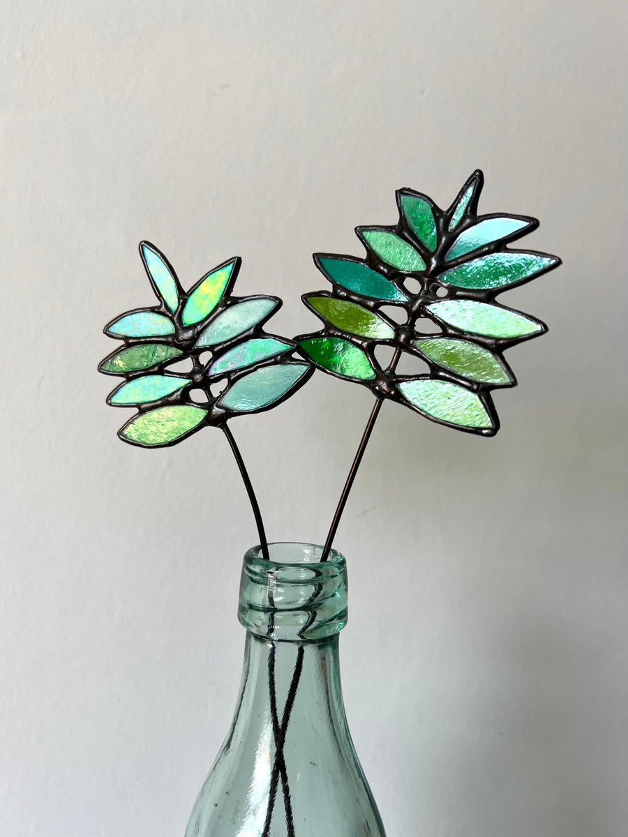 Stained glass greenery - summer foliage for glass flower bouquet 