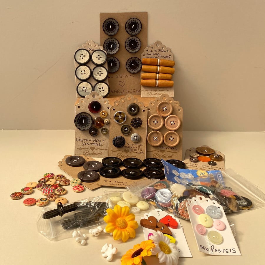 Large collection of buttons, Button Box, New & vintage buttons, bargain box