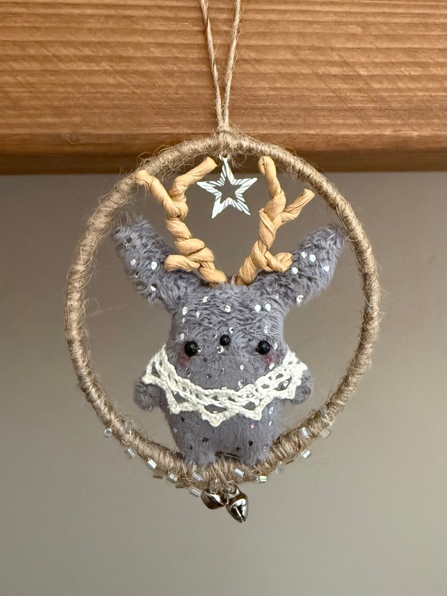 Miniature Jackalope Hoop Art Hanger