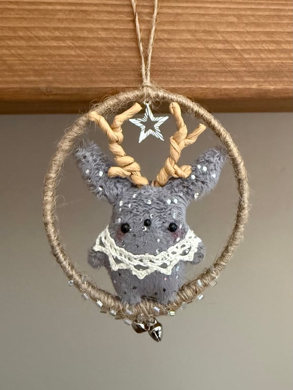 Miniature Jackalope Hoop Art Hanger