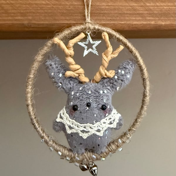 Miniature Jackalope Hoop Art Hanger