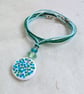 Blue and green short polymer clay pendant and cotton cord necklace - Image 7