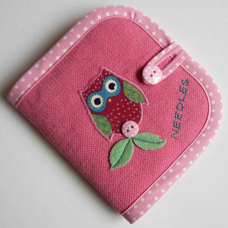 Pink Owl Needle Case