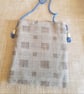 Crossbody bag: cotton and jute with driftwood toggle, light brown woven stripes  - Image 5