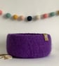 FELTED 'FUSSPOT'  BOWL , tray , desk tidy . Purple ( with button detail ) 