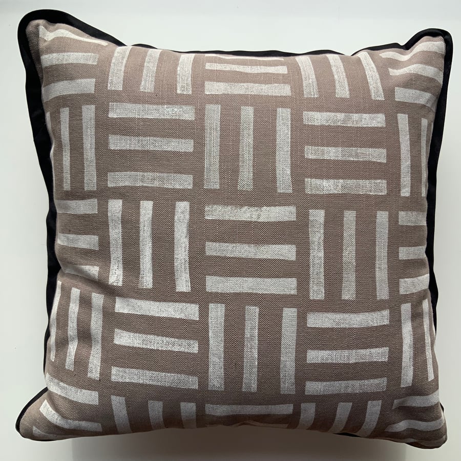 BRICK - Unusual, Cosy, Designer Hand-Block-Printed Cushion from Devon.