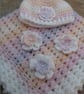 Baby girl crocheted hat with matching Blanket with crocheted flowers  - Image 2