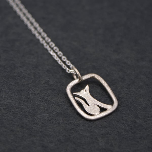 Tiny edge of the woods fox necklace