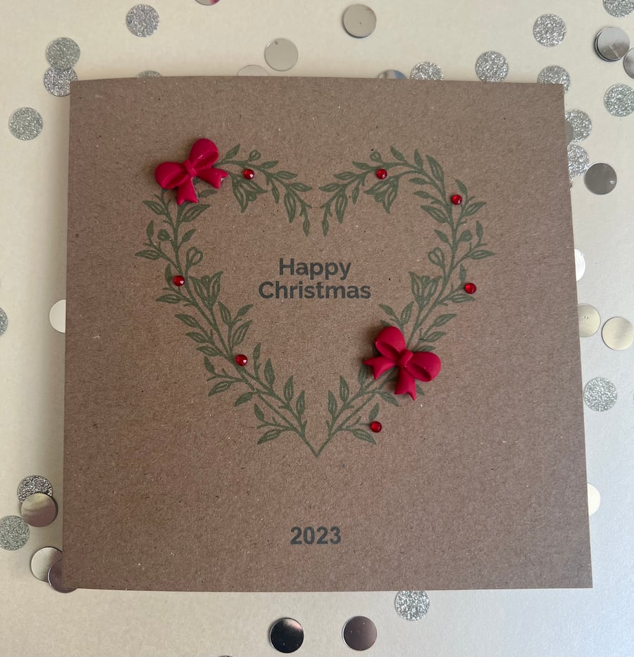 Christmas 2023 cards - Heart Wreath Christmas Card 