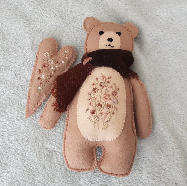 Luxury teddy bear, hand embroidered one of a ki - Folksy