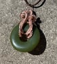 Wire wrapped jade green donut pendant - Image 2