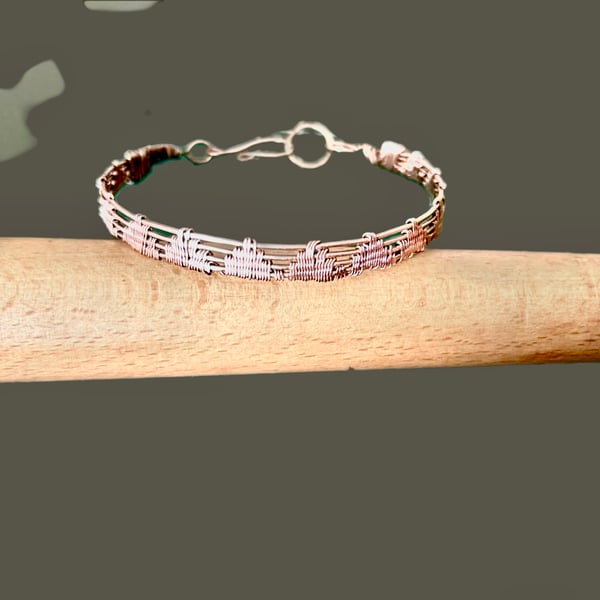 Oxidised Copper Fire Weave Design Bangle - Perfect Gift