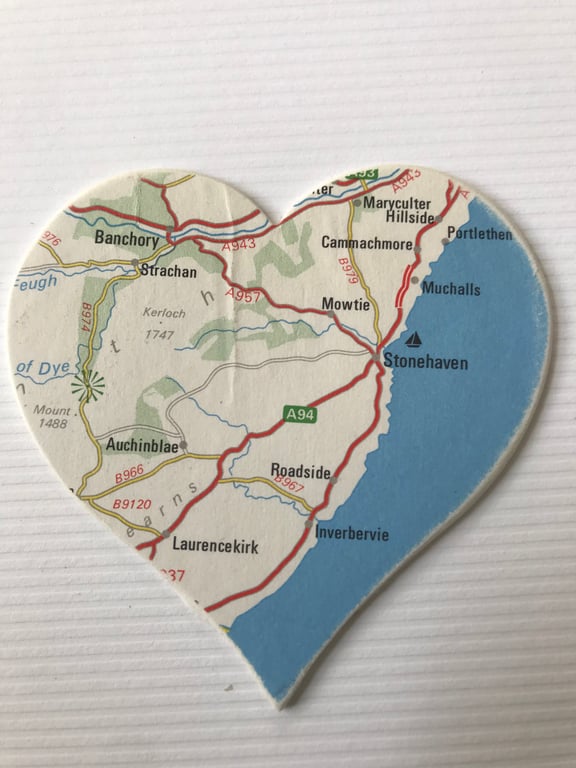 STONEHAVEN Vintage map art. 4” white frame. Scottish places. 