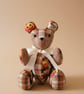 Custom Handmade Teddy Bear -  Seasonal Halloween Print with Bow