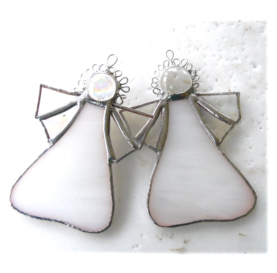 Sold Angel White Stained Glass suncatcher Christmas decoration 041 042