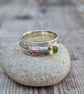 Sterling Silver Hammered Spinner Ring with Peridot - UK Size Y - JBJ9016