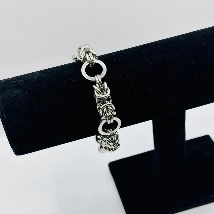 Steel Mobius Chainmail, Chunky Byzantine Bracelet, Men & Women Bracelet