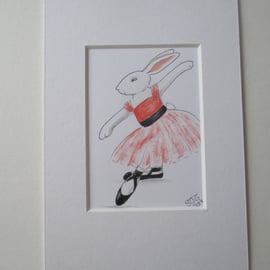 ACEO Bunny Rabbit Ballerina Ballet Dancing Bunny Rabbit Original Painting Degas