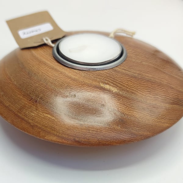 Shaped Cherry Hardwood Single Wooden Tea light Candle holder