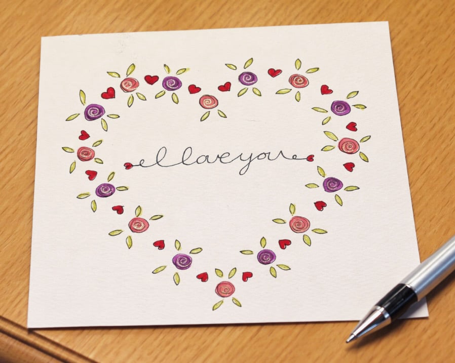 Hand drawn Love heart Card