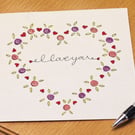 Hand drawn I Love you rose buds card 