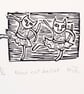 Lino print - Mini Cat Ballet - Image 1
