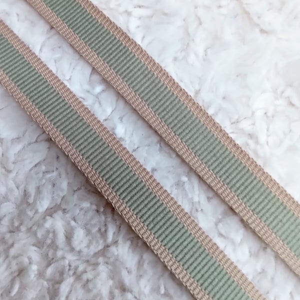 1 m teal and beige woven GROSGRAIN 15mm wide ribbon for crafting and sewing