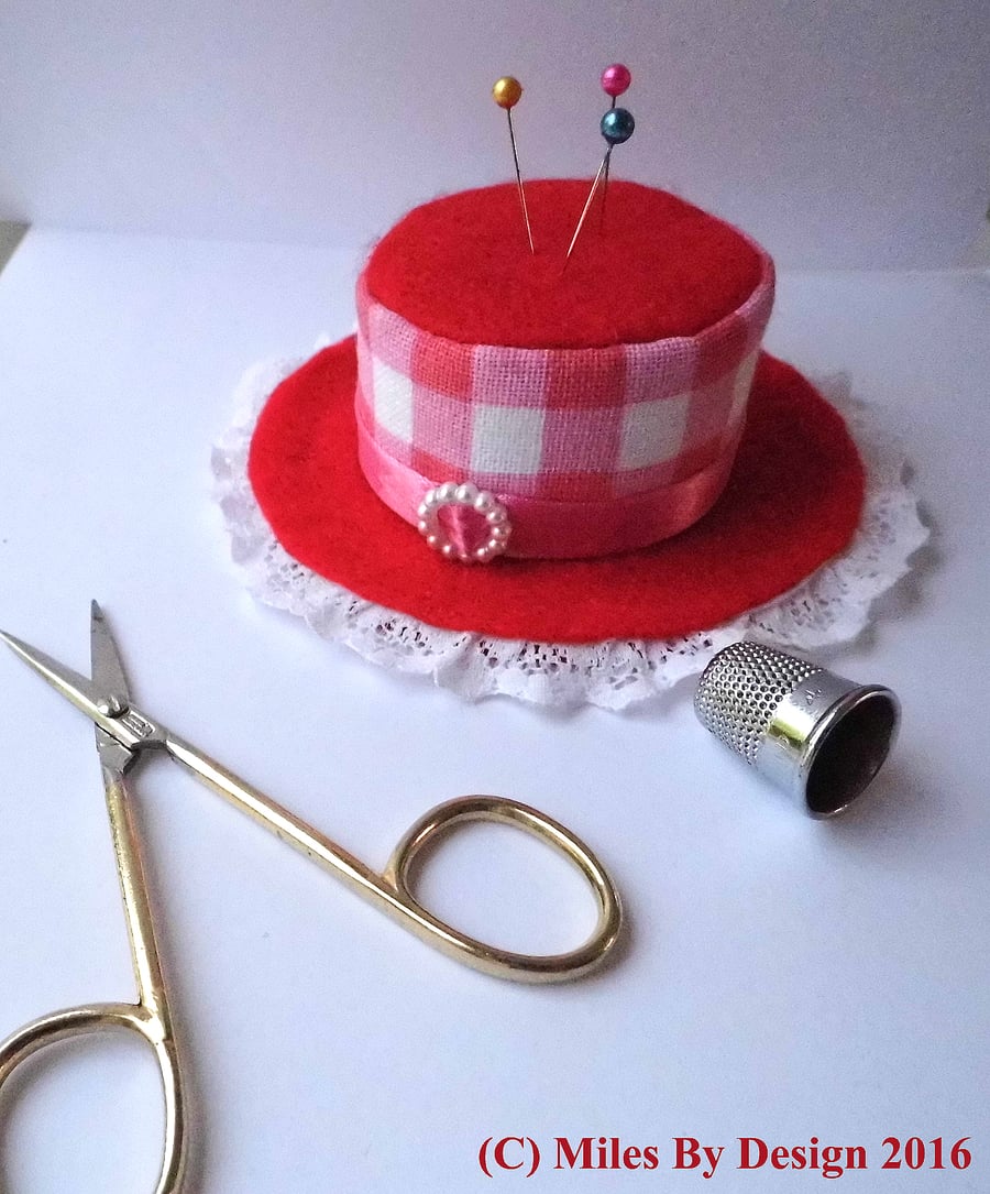 Red Bonnet Style Pin Cushion