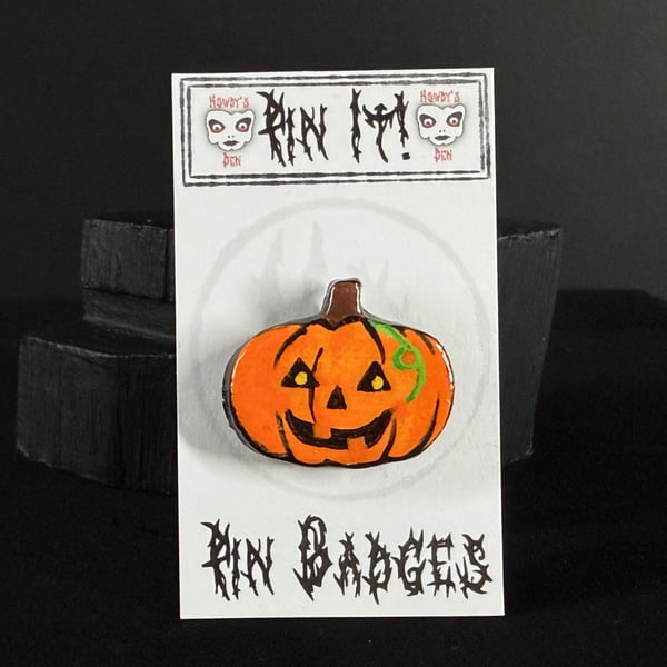 Pin It! Jack o'Lantern Cold Porcelain Pin Badge 