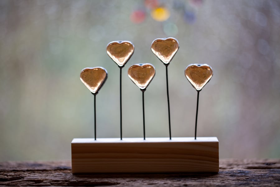 5 hearts stained glass suncatcher ornament