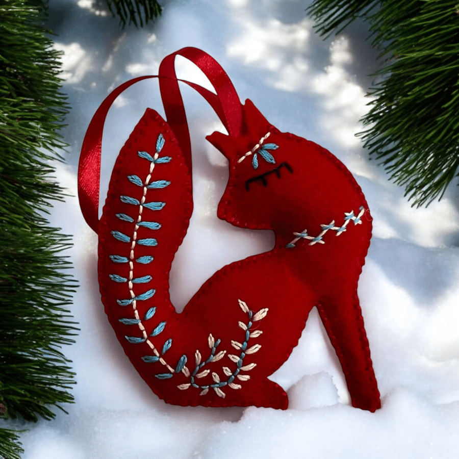 Christmas Traditional Felt Decoration Danish Fox